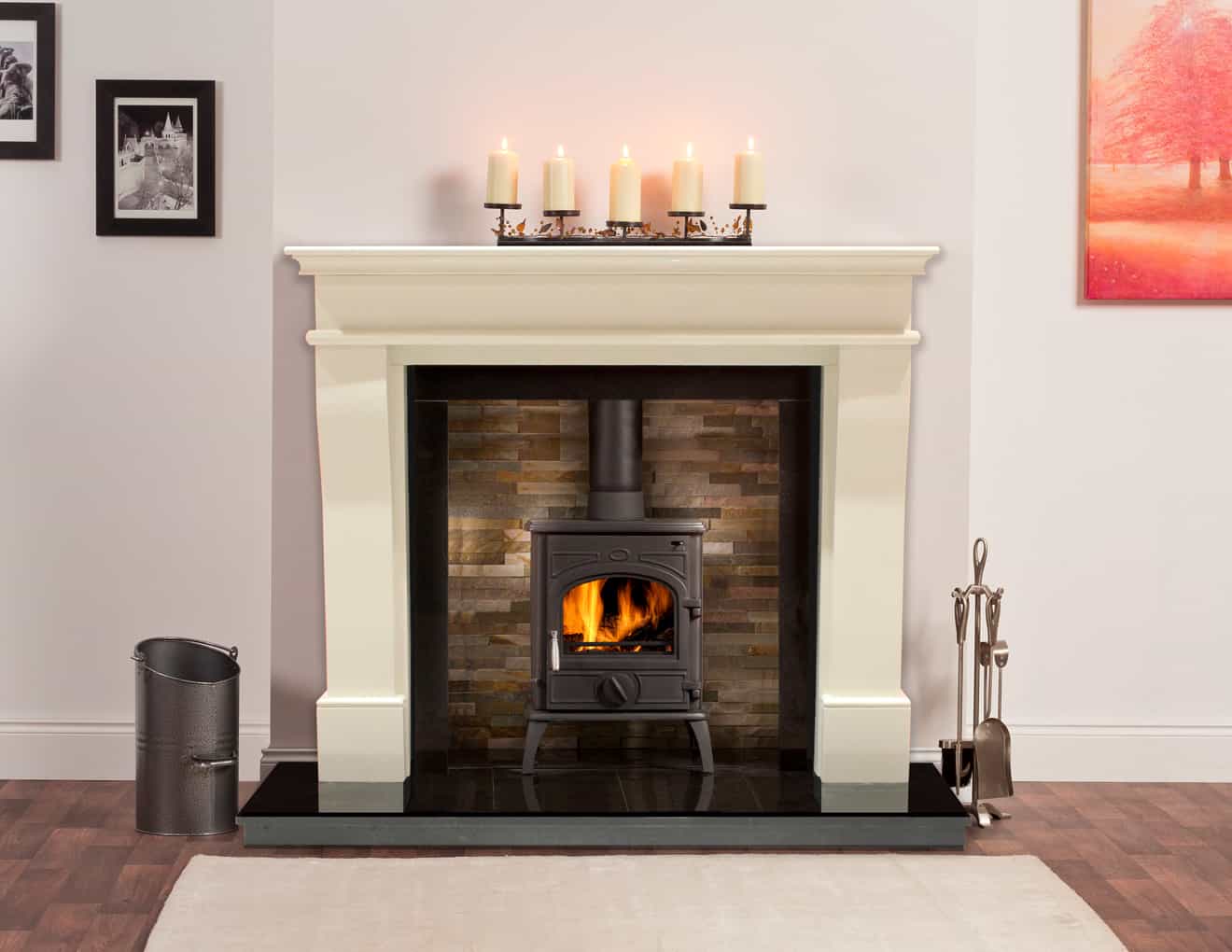 60" Durham  Ivory Pearl Fireplace