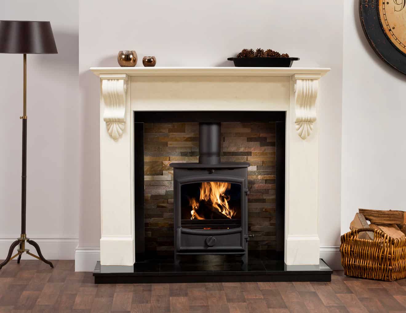 54" Victorian Corbel  Ivory Pearl Fireplace