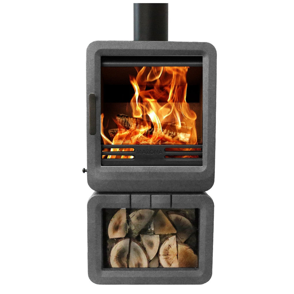 Mazona Orka 5kw Multi Fuel Stove with Log Store (Grey)
