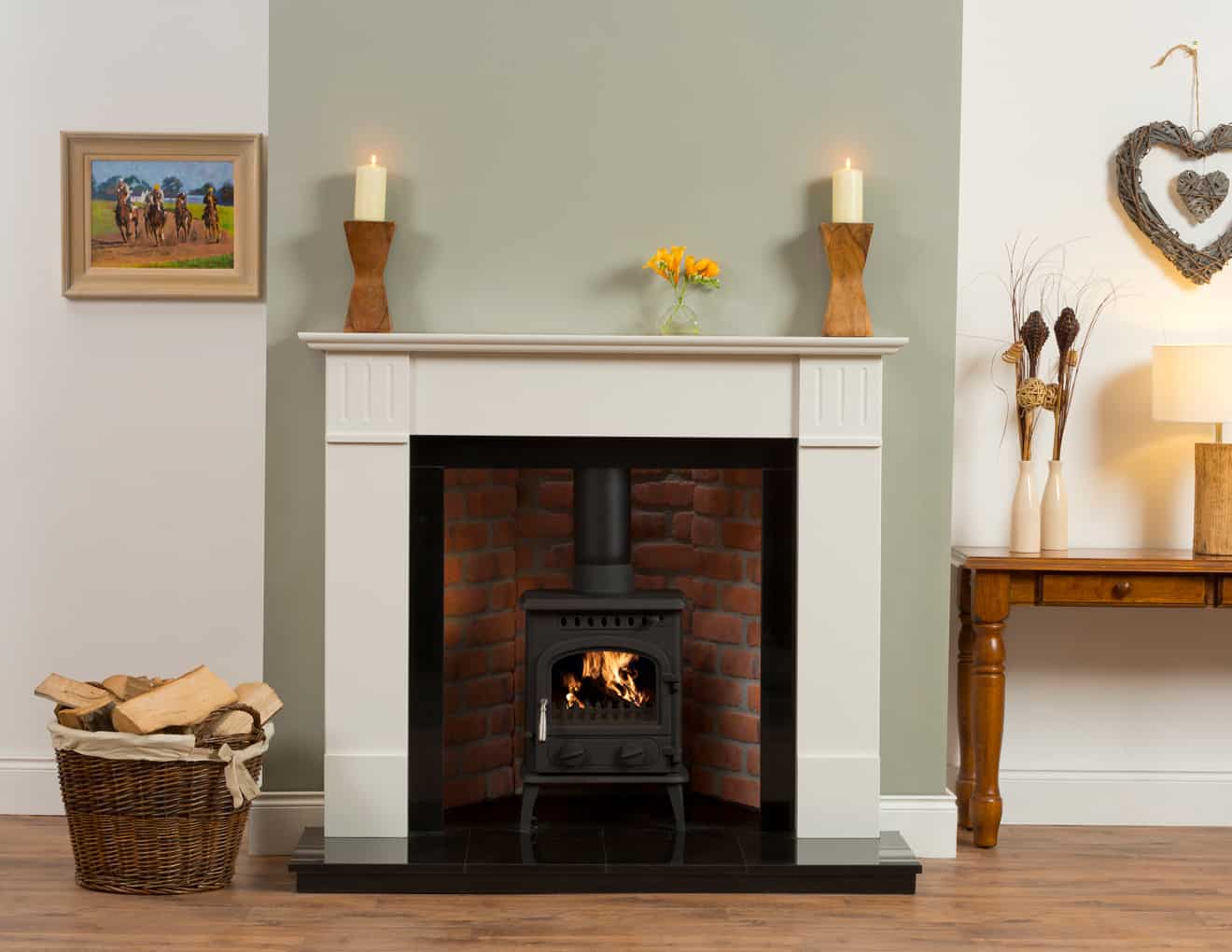 54" Bremen  Perla White Fireplace