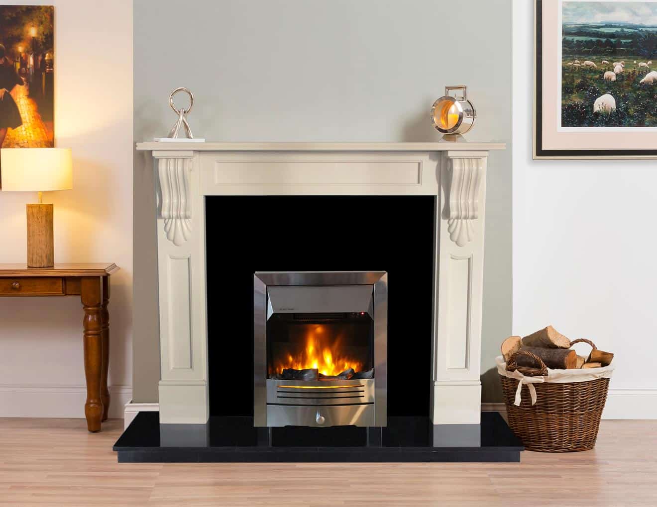 54" William Ivory Pearl Fireplace