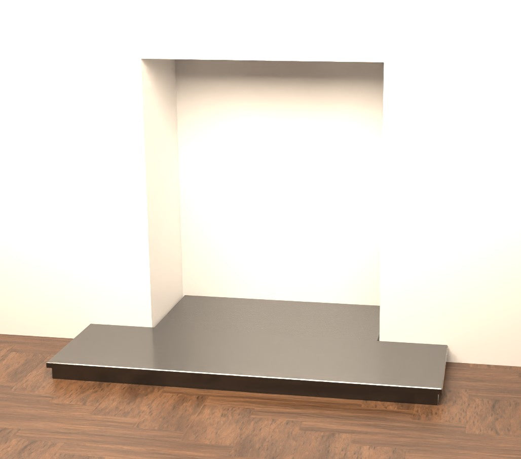 Honed Black Granite Tee Shape Hearth (2 Piece Boxed & Filled)