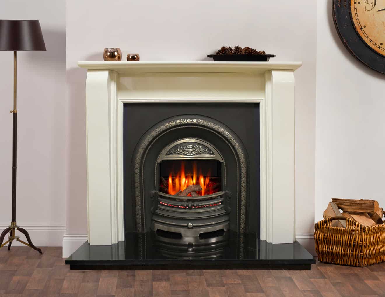 54" Munich  Perla White Fireplace