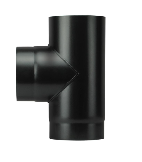 Save 6" Vitreous Enamel 90 Tee With Drain Plug Matt Black