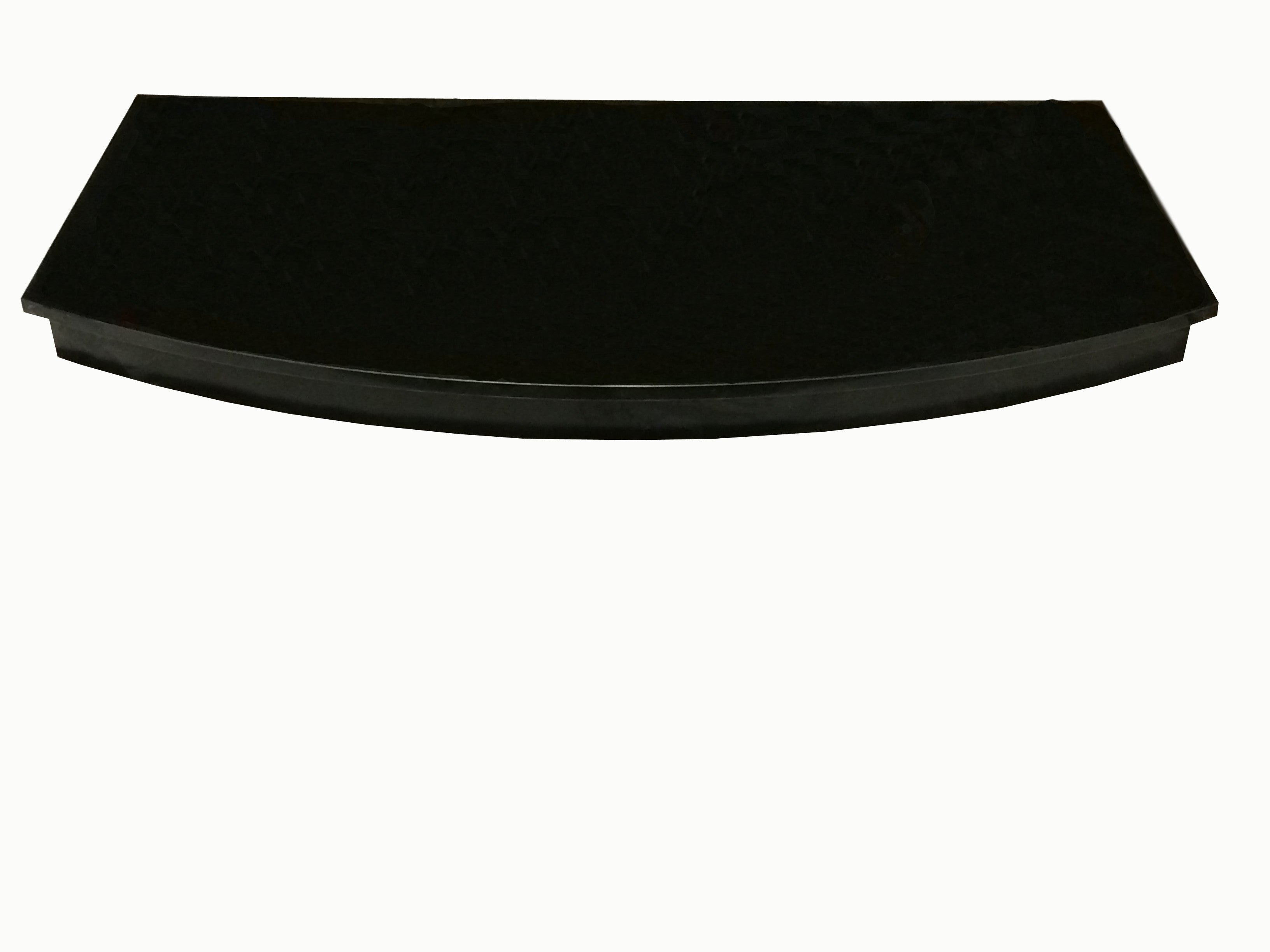 54 X 30 Arched Black Granite Hearth Lip and filled (Aprox. 80mm Thick)