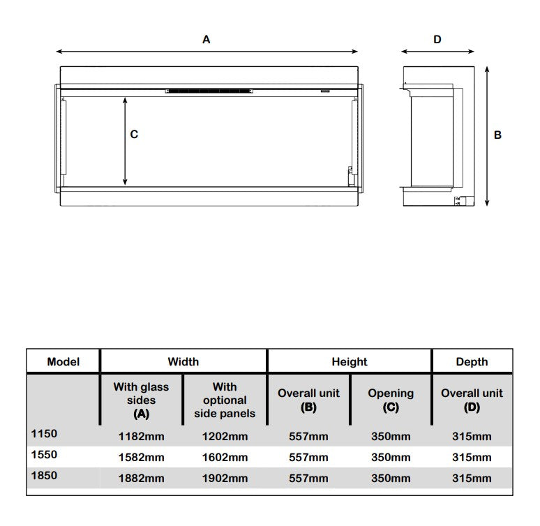 Evonic Octane 1150 (Alisio) Multi Box Electric Fire