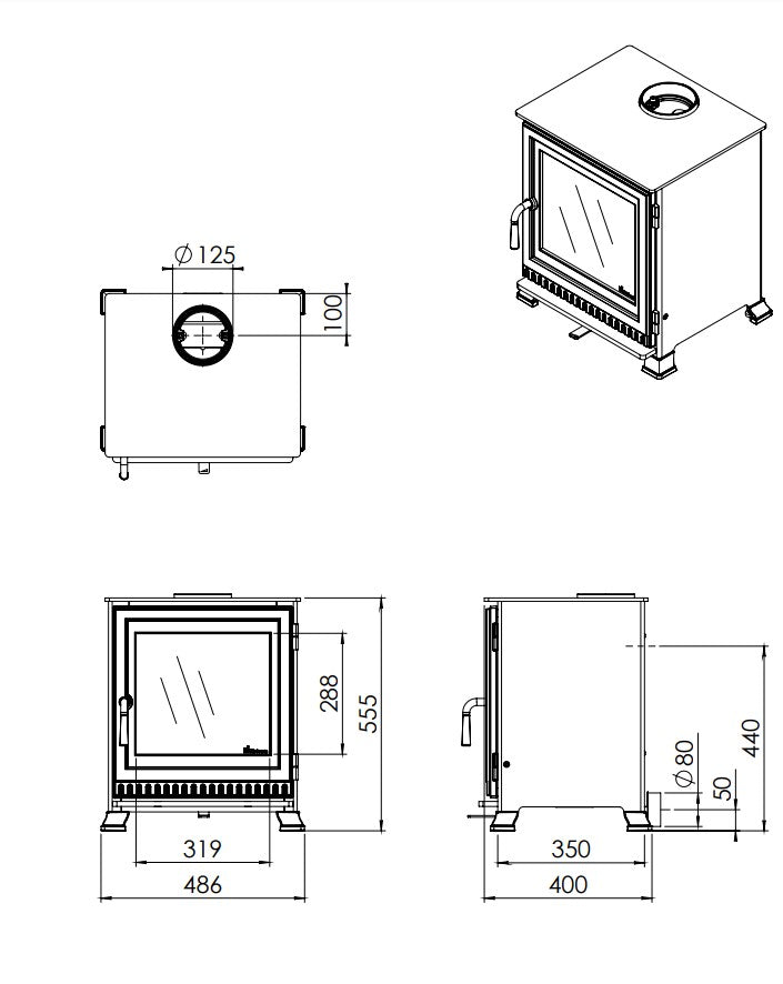 Dik Geurts Aste 5 Low Wood Burning stove