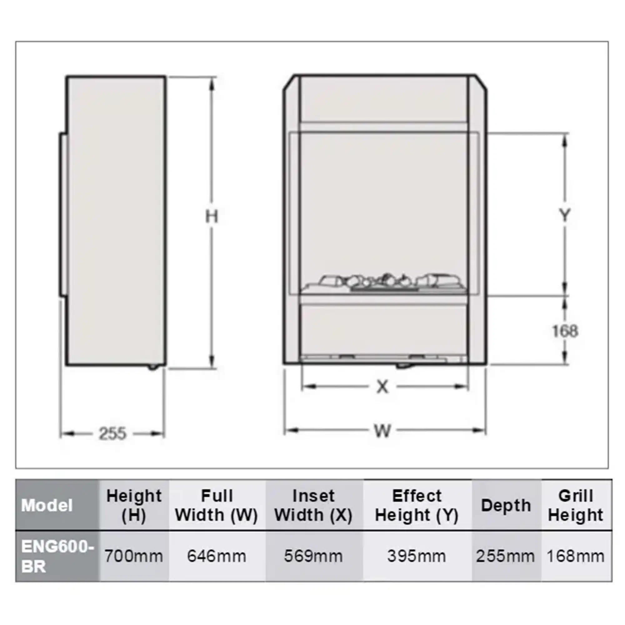 Dimplex Opti Myst 600 Chassis 2kw Heater With Brick