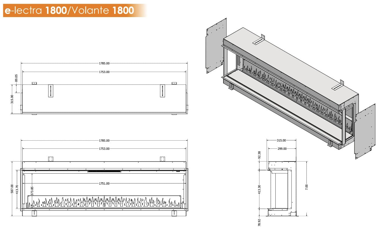 Evonic e Lectra 1800 Glass Fronted Fire (Multi box Fire)