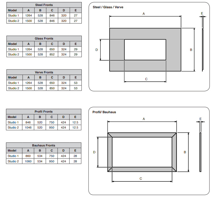 Studio 1 Glass Frame for Conventional and Balanced Flue - Black