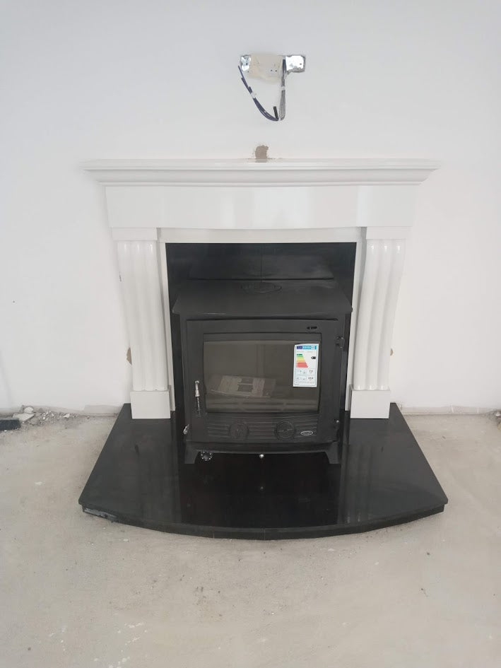 Custom Polished Black Granite Curved Hearth (2 Piece)