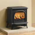 Gazco Huntingdon 30 - Matt Black Logs Clear Door Conventional Flue LPG