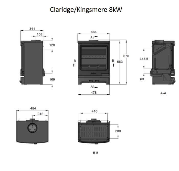 Mazona Claridge 8kw Multi Fuel Freestanding Stove