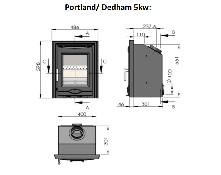 Mazona Portland Eco 5kw Cream Enamel Inset Stove