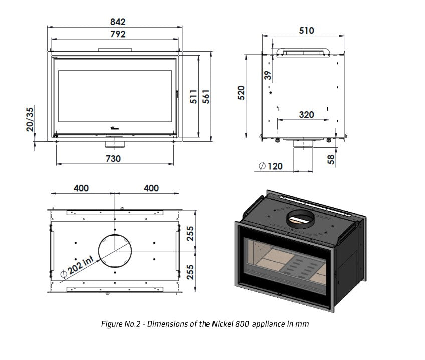 Lacunza Nickel 800 Double Sided Inset Stove