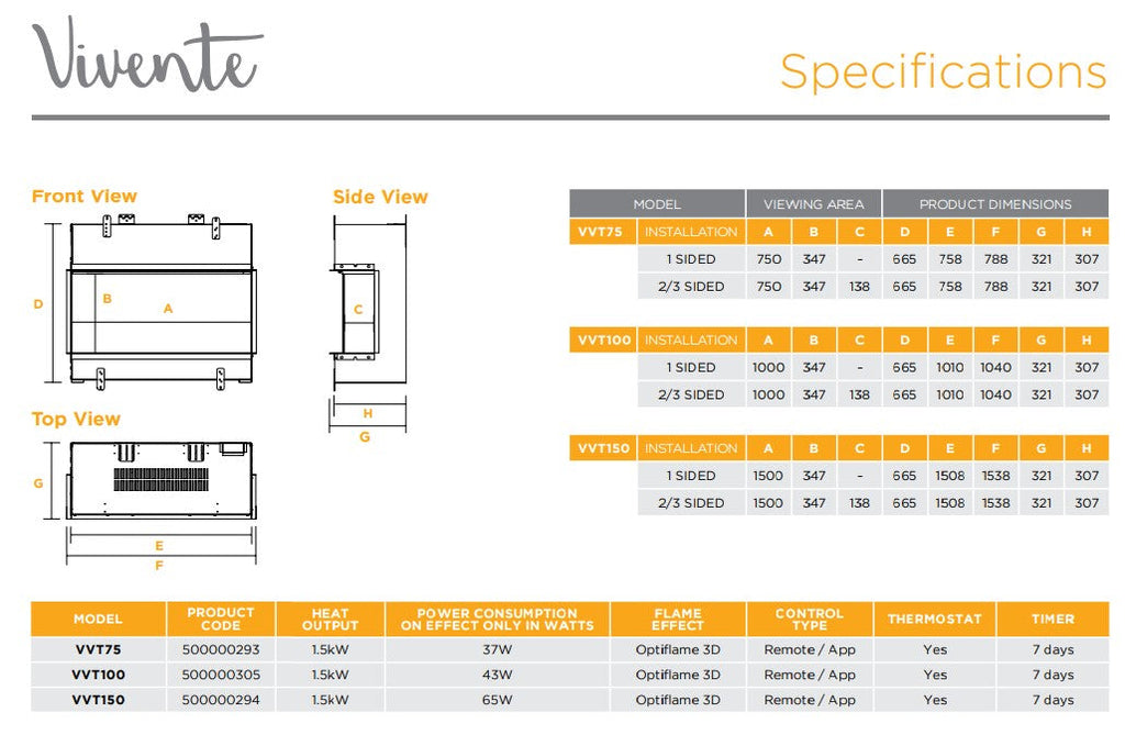 Dimplex Vivente 125 Optiflame 3D Electric fire