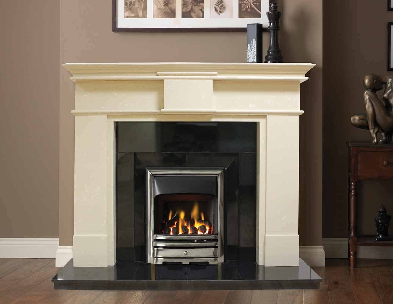 60" Marseille Ivory Pearl Fireplace