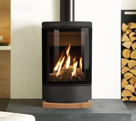 Gazco Loft Natural Gas Conventional Flue with Logs in Graphite