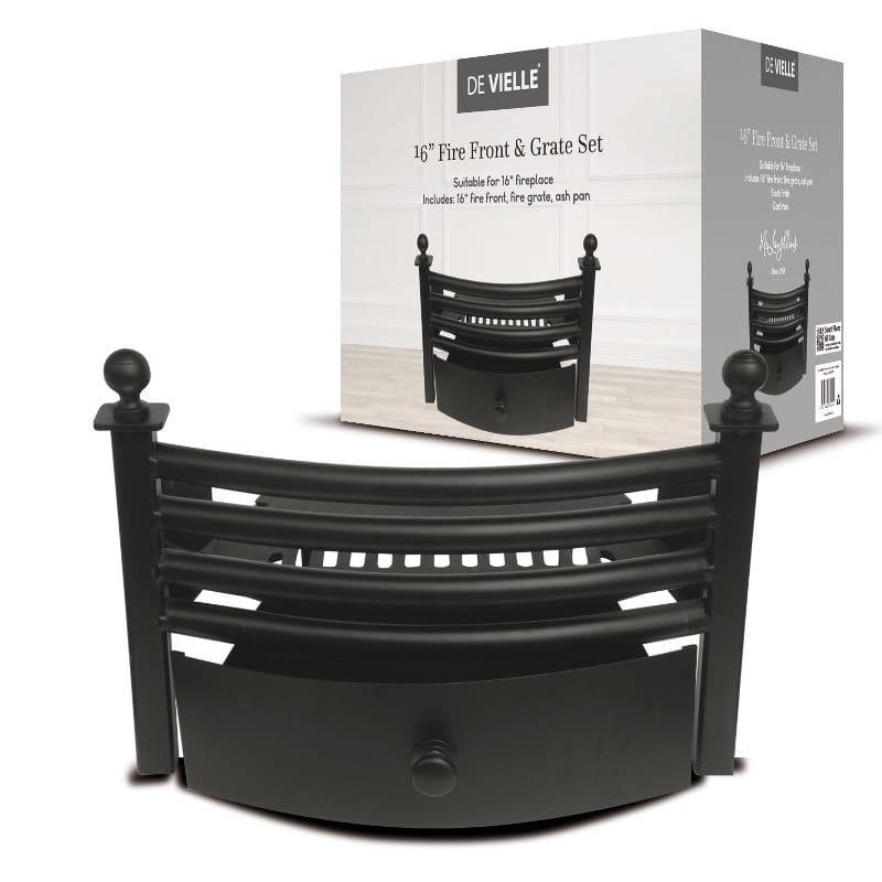 De Vielle 16" Fire Front & Grate Set Black