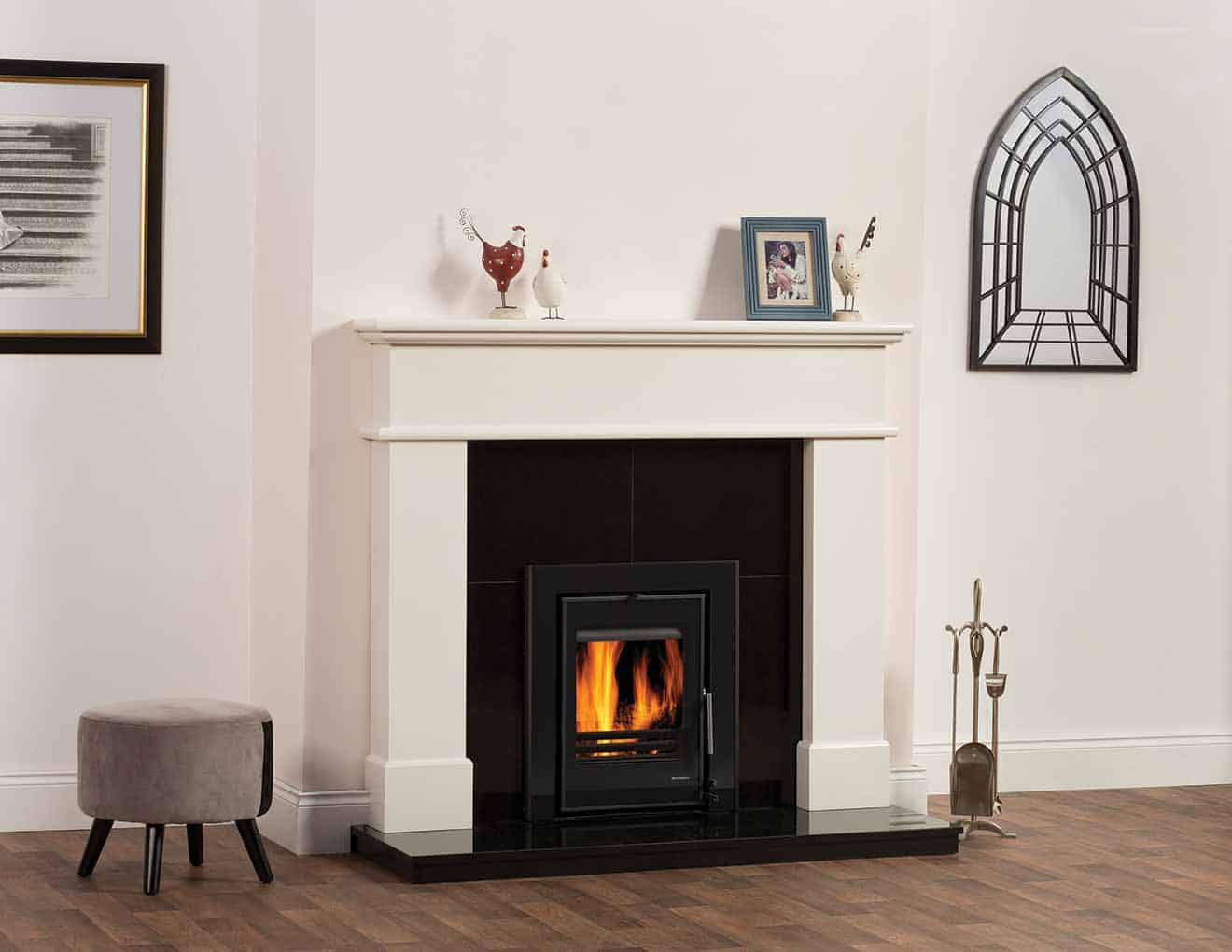 54" Pisa  Perla White Fireplace