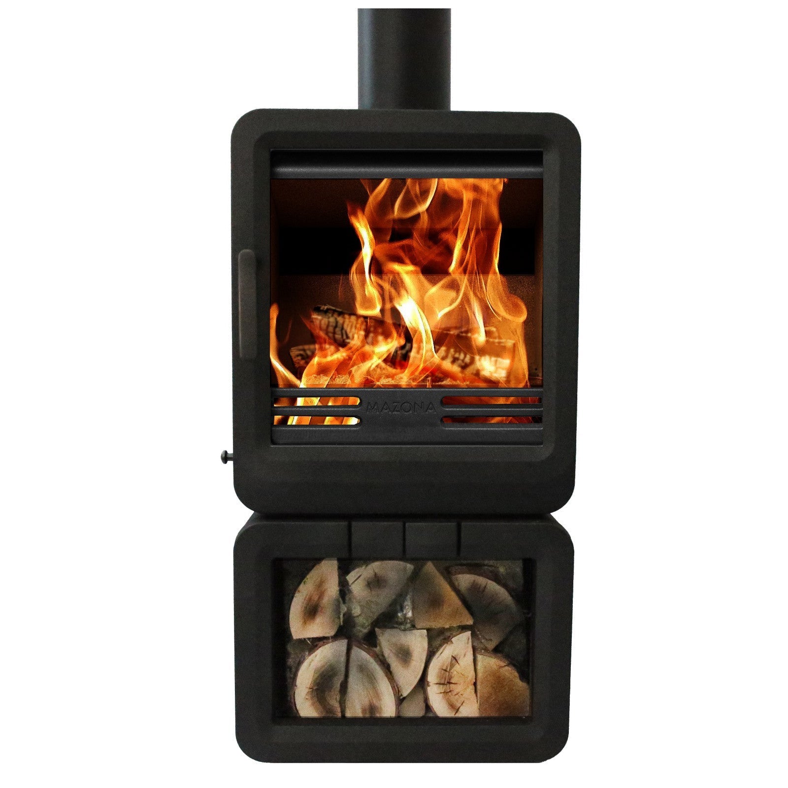 Mazona Orka 5kw Multi Fuel Stove with Log Store (Black)