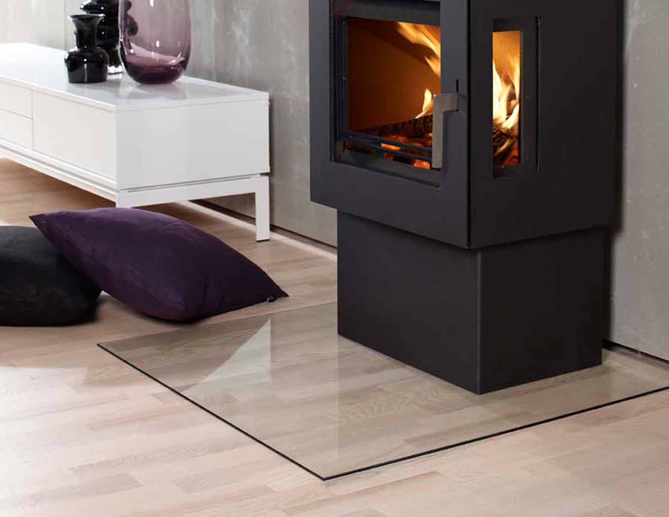 Smoked Glass Hearth Square 900 x 900mm
